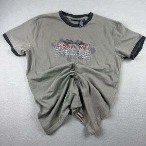 Dickies Mens Ringer Shirt Mens XL Green Brown Black Earthy Earth Tones Cotton